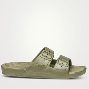 FREEDOM MOSES Shimmer Vegan Rubber Slide Sandals Green